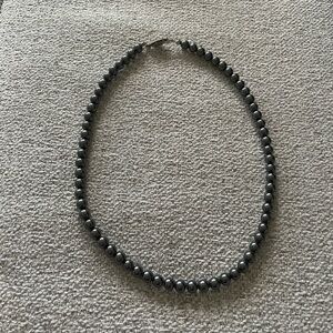 Natural Hematite Stone Round Beaded Necklace